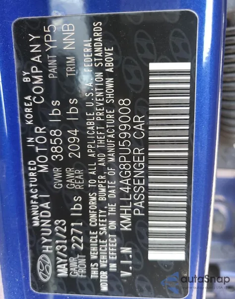 2023 Hyundai Elantra Se from USA, damaged, VIN KMHLL4AG8PU599008